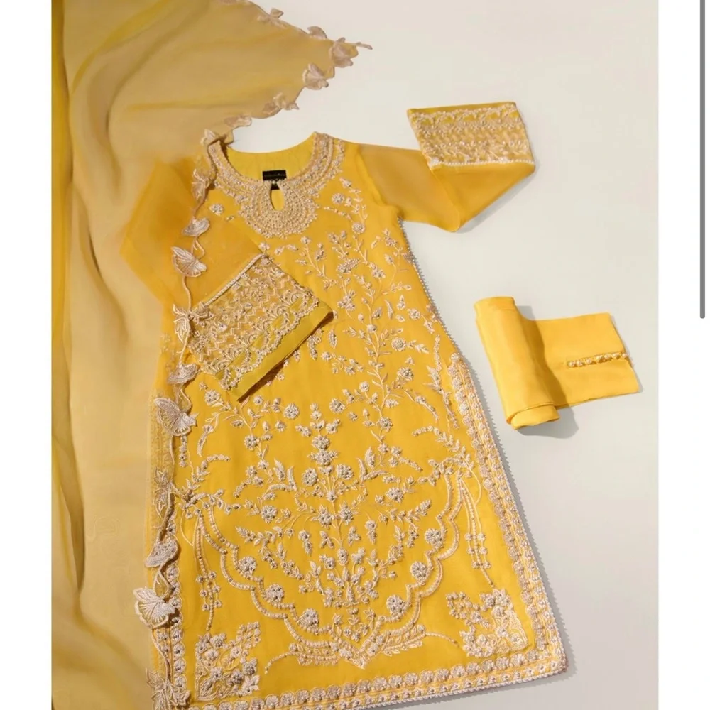 Agha Noor Pure Organza 3 piece Kameez/pant dupatta/stole -Pakistani designer - Picture 4 of 6